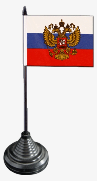 Russia With Coat Of Arms Table Flag - Russia #8112321