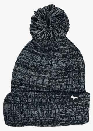 "upper Peninsula" Mixed Grey And Black Knit Pom Beanie - Knit Cap #8117722