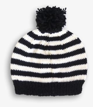 Hand Knitted Black & Classic Cream Beanie - Beanie #8119521