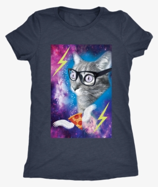 Funny Cat In Outer Space Womens Shirt #8128242