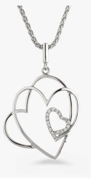 18ct White Gold Hearts Pendant - Locket #8128436