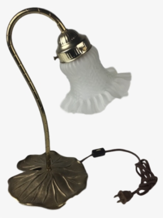 Vintage Frosted Loevsky Gooseneck Lily Pad Brass Base #8133506