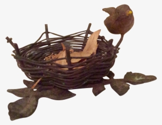 Vintage Metal Figurine Of A Bird Sitting On Side Of - Driftwood #8134235