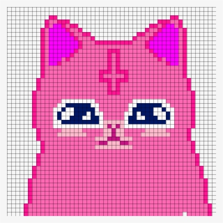 Pink Satan Kitty Perler Bead Pattern / Bead Sprite - Cute Perler Bead Cat Pattern #8135897
