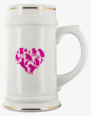 Heart With Pitbulls White Ceramic Beer Stein Mug - Beer Stein #8139240