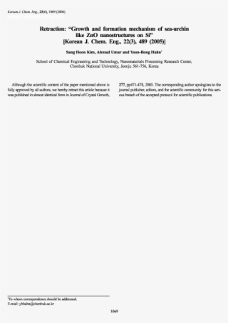 Growth And Formation Mechanism Of Sea Urchin-like Zno - Document #8139445