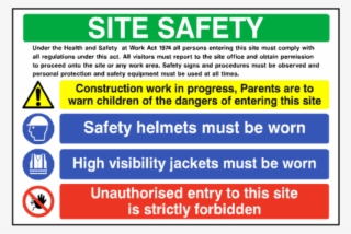 Site Safety Construction Sign - Site Health And Safety Board #8142628