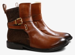 Ankle Boots Sally 64 Hair On Wood Tan Strap Wood Hrs - Motorcycle Boot #8144922