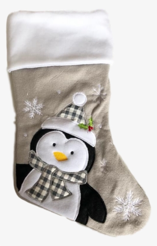 Grey Penguin Christmas Stocking - Christmas Stocking #8145419