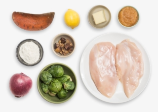 Seared Chicken & Roasted Sweet Potato Rounds With Chestnut - Potato Top View Png #8145476