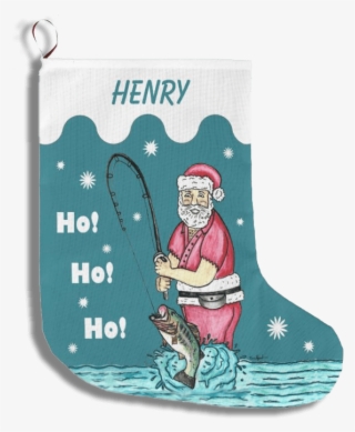 Bass Fishing Santa Claus Large Christmas Stocking - Fisherman Santa Claus #8145969