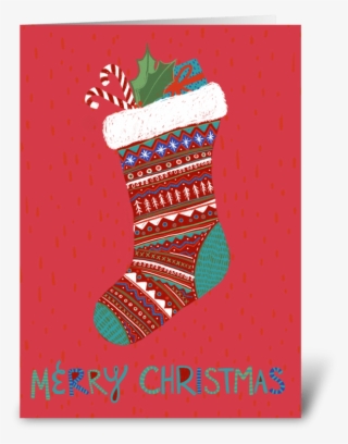 Merry Christmas Stocking Greeting Card - Christmas Stocking #8146287
