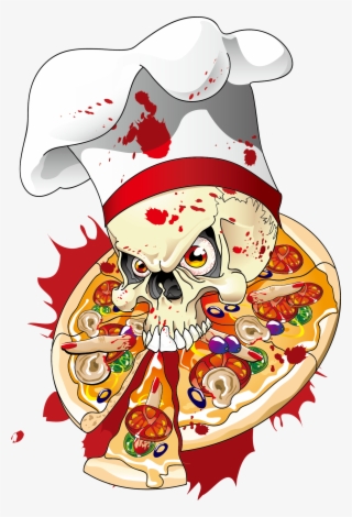 On Skull Illustration Delivery The Pizza Clipart - Skull Food Png #8150528