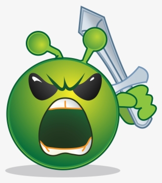 Open - Smiley Green Alien Big Eyes Png #8158070