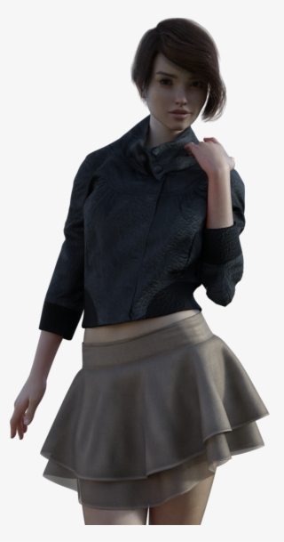 Black Leather Jacket Modified - Miniskirt #8159691