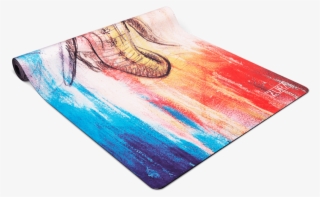 A White Yoga Mat With Painted Streaks Of Red, Blue, - Still Life #8160422
