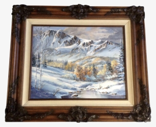 Jenny Smith Dooley, Oil Painting Snowy Mountain Valley - Picture Frame #8162962