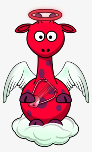 Giraffe Angle Wings Cloud Holding A Harp - Cartoon Wings #8163461