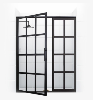 Gridscape Series Coastal Shower Doors Black Grid Shower - Industrial Shower Door #8163751