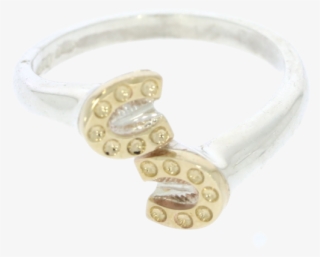 Sterling Silver & 9 Carat Yellow Gold Horse Shoe Ring - Bangle #8169278
