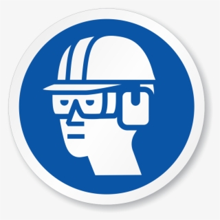 Wear Eye, Ear & Head Protection Symbol Iso Sign - Construction Safety Signs And Symbols #8170413