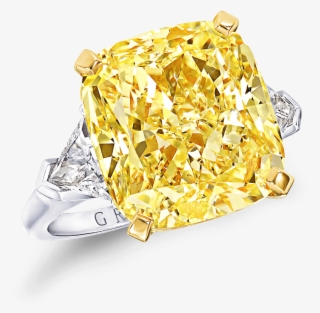 A Graff Ring Featuring A Fancy Intense Yellow Cushion - Graff Cushion Yellow Diamond Ring #8171633