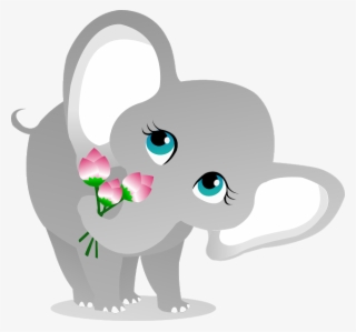 Elephant Bringing Lotus Vector Design - Cartoon #8173901