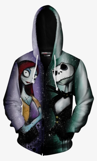 The Nightmare Before Christmas Jack Sally Zip Up Hoodie - Nightmare Before Christmas Jack And Sally Jacket #8182124