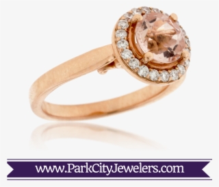 Morganite And Diamond Halo Ring - Gold Ring Colour Stone #8185363
