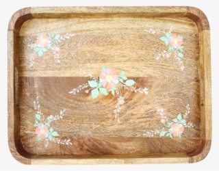 Wooden Tray With Hand Painted Pink Flowers By Rice - Tray #8185731