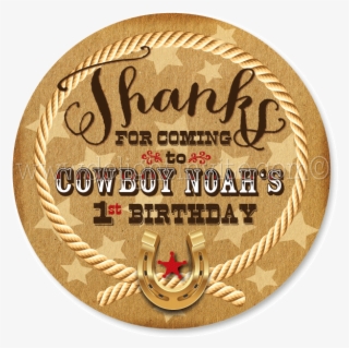 Vintage Western Cowboy Birthday Favor Tag - Circle #8187412