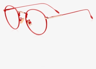 Round Vintage Prescription Eyeglasses With Red Frame - Line Art #8192998