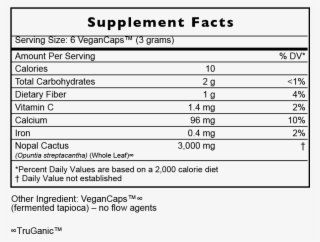 Nopal Cactus Supplement Facts - Number #8197219