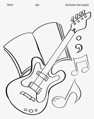 Guitar Outline Png - Line Art #8197590