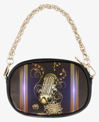 Music, Golden Microphone Chain Purse - Gold Star Black Purse #8199946