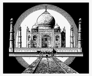 Taj Mahal Black And White Illustration - Black And White Taj Mahal #820437
