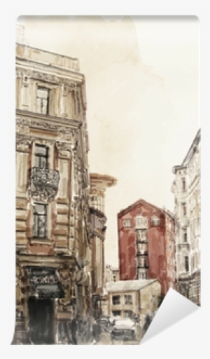Watercolor Illustration Of City Scape - Watercolor Painting #820836