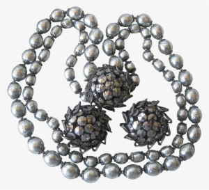 Miriam Haskell Light Platinum Baroque Style Pearls - Miriam Haskell Light Platinum Baroque Style Glass Pearls #821808