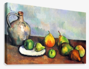 Still Life, Jar And Fruit By Cezanne Canvas Print - Cezanne Still Life Fruit #821950