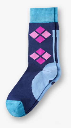 Nachtblau Mit Violetten Und Rosa Karos - Sock #823427