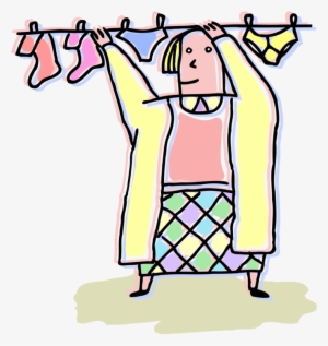 Vector Illustration Of Hanging Clothes Laundry On Clothesline - Clothing #829202