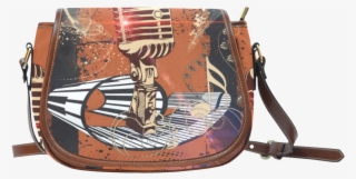 Music, Golden Microphone And Piano Saddle Bag/large - Tale As Old As Time Saddle Bag #8200092