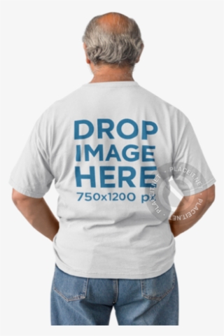 Back Of An Elder Man Wearing A Round Neck Tee Mockup - Pocket #8202417