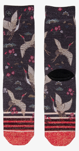 Grey Xpooos Socks Crane Bird - Patchwork #8203527