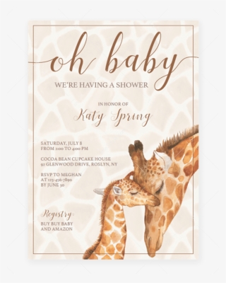 Giraffe Baby Shower Books For Baby Cards Template By - Giraffe Baby Shower Invitations Template #8206688