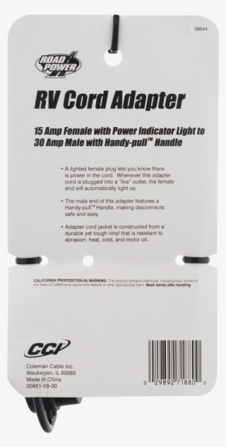 Road Power 14/3 Stw 30 To 15 Amp Rv Adapter Extension - Coleman Cable #8207066