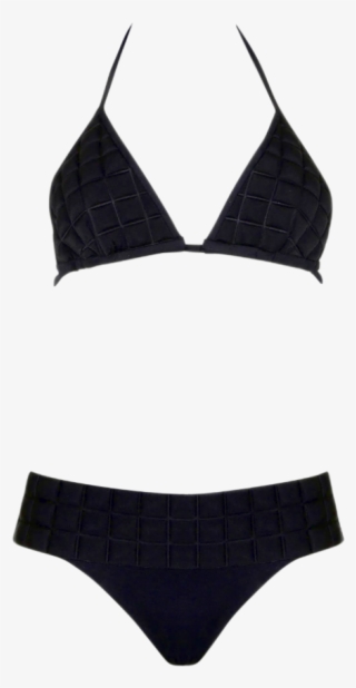 Sumarie Space 3d Textured Black String Bikini Top & - Swimsuit Bottom #8207722