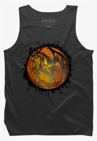 Orange Grunge Paint Splatter Dragon - Active Tank #8213845