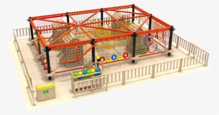 Children Indoor Adventure Ropes Course Wooden Climbing - Scale Model #8214759