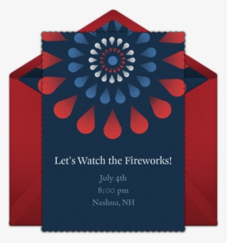Red, White And Blue Fireworks Online Invitation - Floral Design #8216436